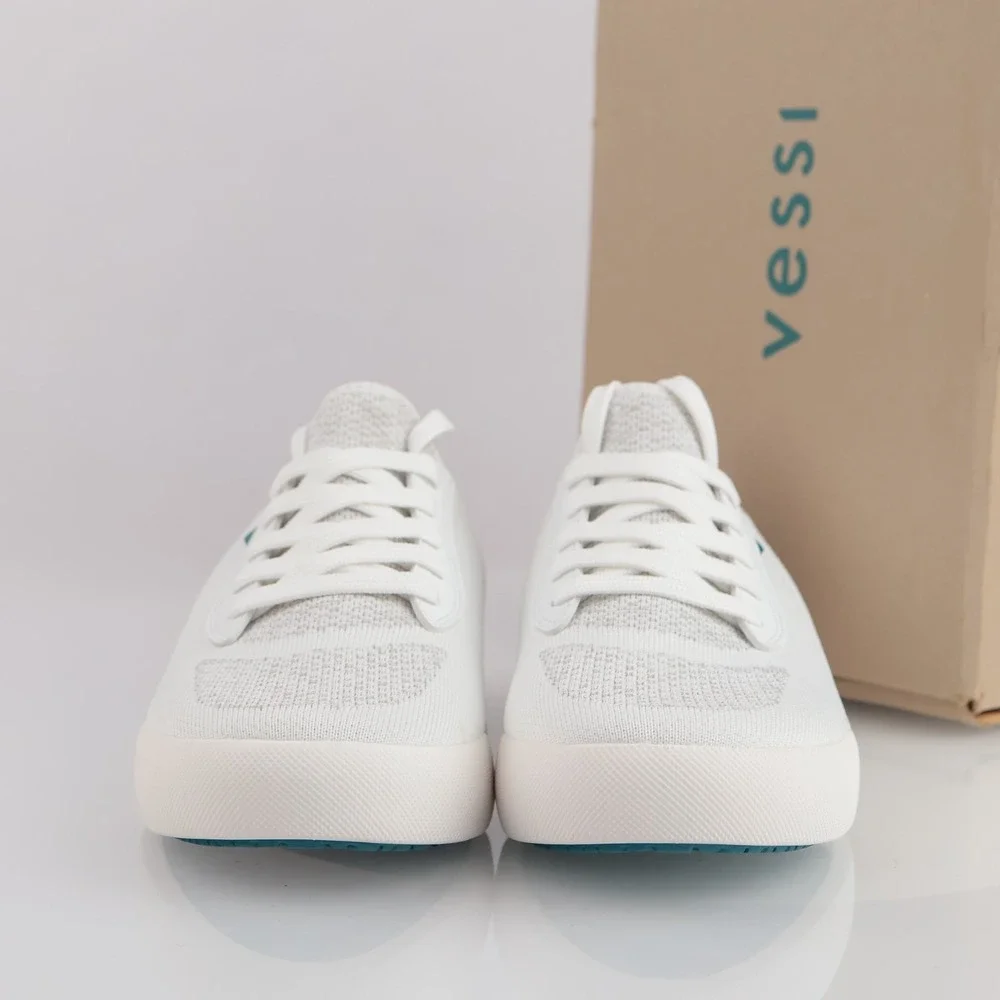 Vessi Womens Weekend Sneaker Size 9 Waterproof White Marble Lace Up Comfort Shoe